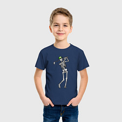 Футболка хлопковая детская Golfing skeleton, цвет: тёмно-синий — фото 2