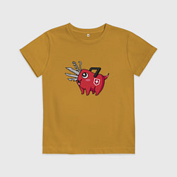 Футболка хлопковая детская Швейцарская Почита, цвет: горчичный
