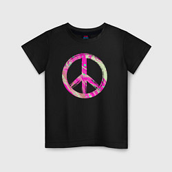 Футболка хлопковая детская Pink peace, цвет: черный