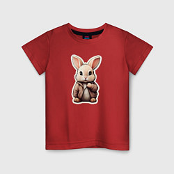 Футболка хлопковая детская Маленький пушистый кролик, цвет: красный