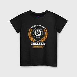 Футболка хлопковая детская Лого Chelsea и надпись legendary football club, цвет: черный