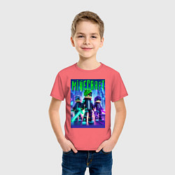 Футболка хлопковая детская Cyberpunk and Minecraft - collaboration, цвет: коралловый — фото 2