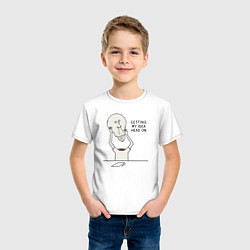 Футболка хлопковая детская Getting my idea head on, цвет: белый — фото 2