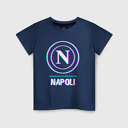 Футболка хлопковая детская Napoli FC в стиле glitch, цвет: тёмно-синий