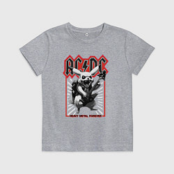 Футболка хлопковая детская AC DC на фоне Пикачу играющего рок на гитаре, цвет: меланж