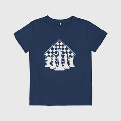 Футболка хлопковая детская Фигуры шахмат, цвет: тёмно-синий