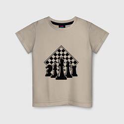 Футболка хлопковая детская The chessboard, цвет: миндальный