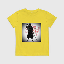 Футболка хлопковая детская Ван Пис Зоро Ророноа, цвет: желтый