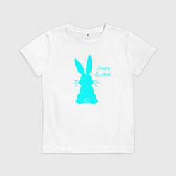 Футболка хлопковая детская Пасхальный кролик бирюзовый, цвет: белый