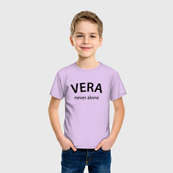 Футболка хлопковая детская Vera never alone - motto, цвет: лаванда — фото 2