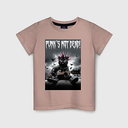 Футболка хлопковая детская Cool kitten - punks not dead, цвет: пыльно-розовый