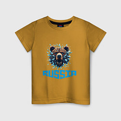 Футболка хлопковая детская Russian bear head, цвет: горчичный