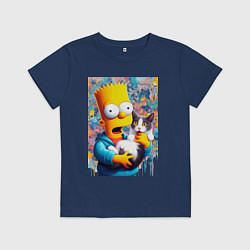Детская футболка Bart Simpson with a kitten - ai art