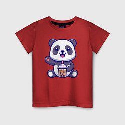 Футболка хлопковая детская Панда привет, цвет: красный