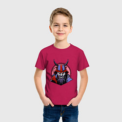 Футболка хлопковая детская Samurai evil face, цвет: маджента — фото 2