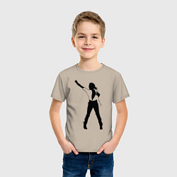 Футболка хлопковая детская Черный силуэт кричащего Джексона, цвет: миндальный — фото 2