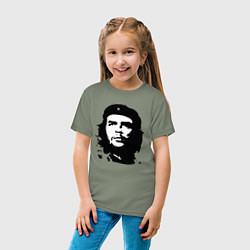 Футболка хлопковая детская Черно-белый силуэт Че Гевара, цвет: авокадо — фото 2