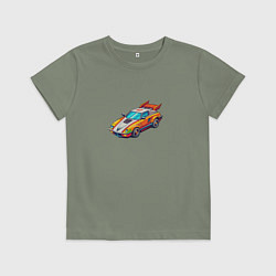 Футболка хлопковая детская Игрушечный гоночный автомобиль, цвет: авокадо