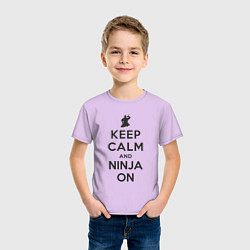 Футболка хлопковая детская Keep calm and ninja on, цвет: лаванда — фото 2