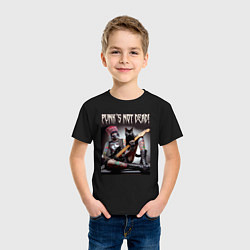 Футболка хлопковая детская Punk girl with a black cat and a guitar, цвет: черный — фото 2