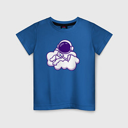 Футболка хлопковая детская Космонавт на облачке, цвет: синий