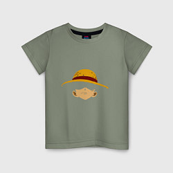 Футболка хлопковая детская Луффи Монки соломенная шляпа, цвет: авокадо