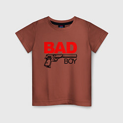 Футболка хлопковая детская Bad boy with gun, цвет: кирпичный