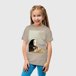 Футболка хлопковая детская Каонаси чаепитие, цвет: миндальный — фото 2