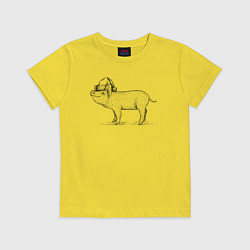 Футболка хлопковая детская Новогодний минипиг, цвет: желтый