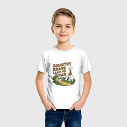 Футболка хлопковая детская Country roads lead me home, цвет: белый — фото 2