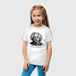 Футболка хлопковая детская Прикол Эйнштейн бог не играет в кости, цвет: белый — фото 2