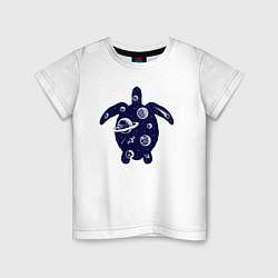 Футболка хлопковая детская Космическая черепаха, цвет: белый