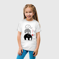 Футболка хлопковая детская Милые слоники, цвет: белый — фото 2