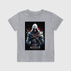 Футболка хлопковая детская Assassins creed огненный фон, цвет: меланж