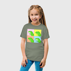 Футболка хлопковая детская Дракончики в стиле поп-арт комикса, цвет: авокадо — фото 2