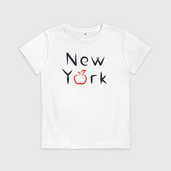 Футболка хлопковая детская New York apple, цвет: белый