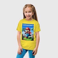 Футболка хлопковая детская Minecraft and Mario - ai art collaboration, цвет: желтый — фото 2