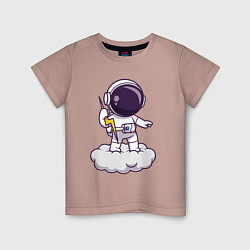Футболка хлопковая детская Космонавт с молнией, цвет: пыльно-розовый