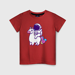Футболка хлопковая детская Космонавт и единорог, цвет: красный