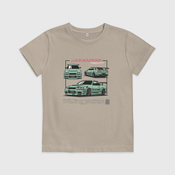 Футболка хлопковая детская Ниссан скайлайн, цвет: миндальный