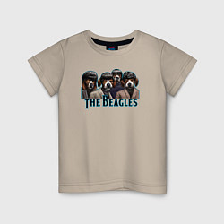 Футболка хлопковая детская Beatles beagles, цвет: миндальный