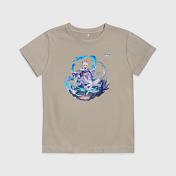 Футболка хлопковая детская Сангономия Кокоми из Геншин Импакт, цвет: миндальный