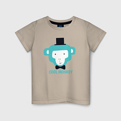 Футболка хлопковая детская Cool monkey, цвет: миндальный