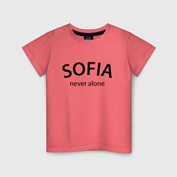 Футболка хлопковая детская Sofia never alone - motto, цвет: коралловый