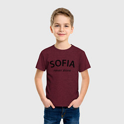 Футболка хлопковая детская Sofia never alone - motto, цвет: меланж-бордовый — фото 2