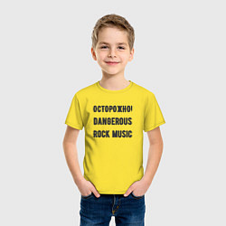 Футболка хлопковая детская Осторожно rock music, цвет: желтый — фото 2