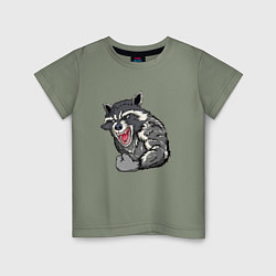 Футболка хлопковая детская Raccoon, цвет: авокадо