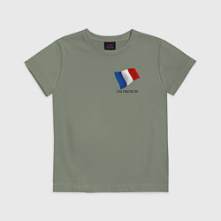 Футболка хлопковая детская Im French - motto, цвет: авокадо