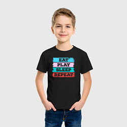 Футболка хлопковая детская Eat play sleep repeat, цвет: черный — фото 2