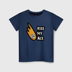 Футболка хлопковая детская Kiss my ace volleyball, цвет: тёмно-синий